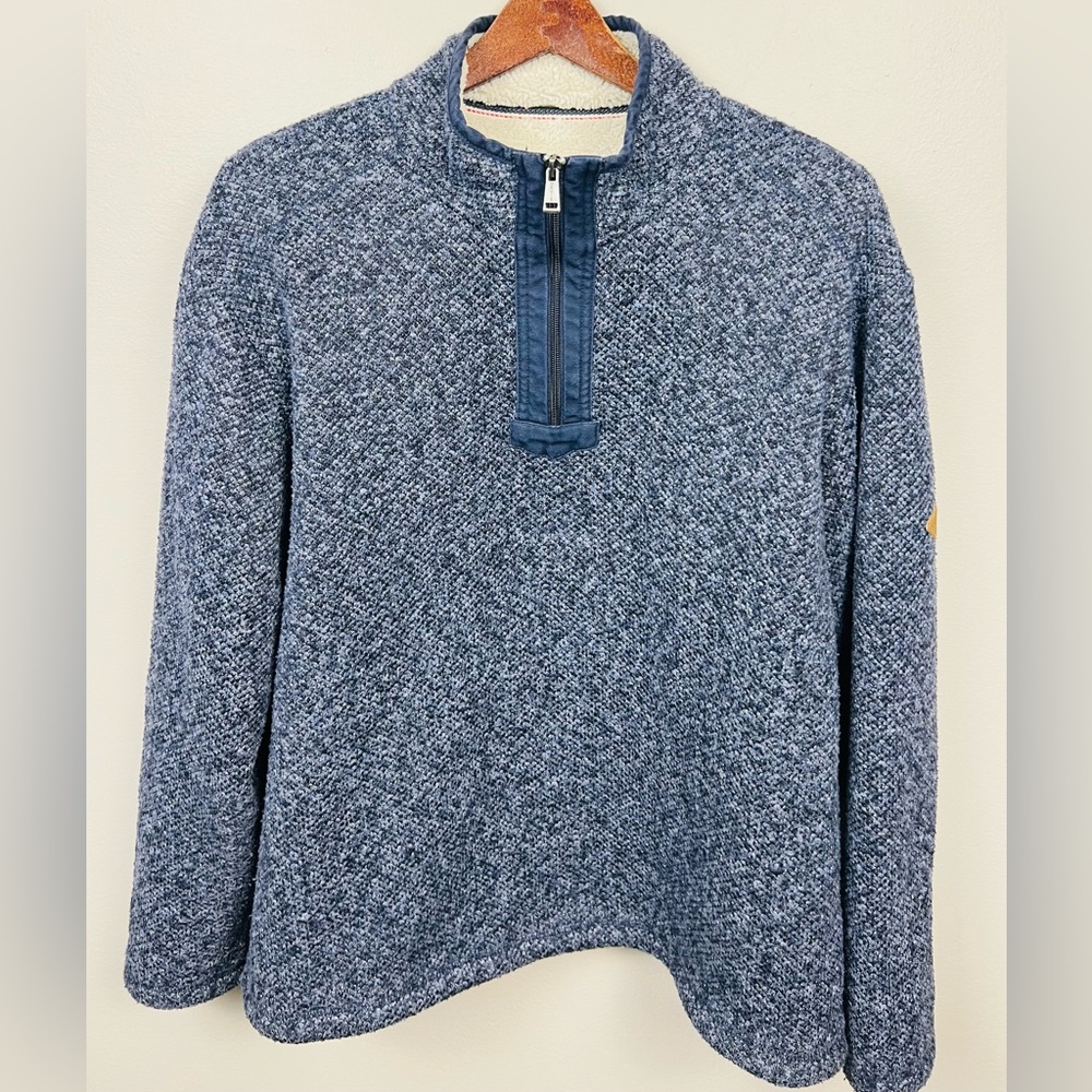 Orvis Blue Sherpa-Lined 1/4 Zip Pullover – Heathered Fleece Sweater – Size XL - Picture 4 of 14